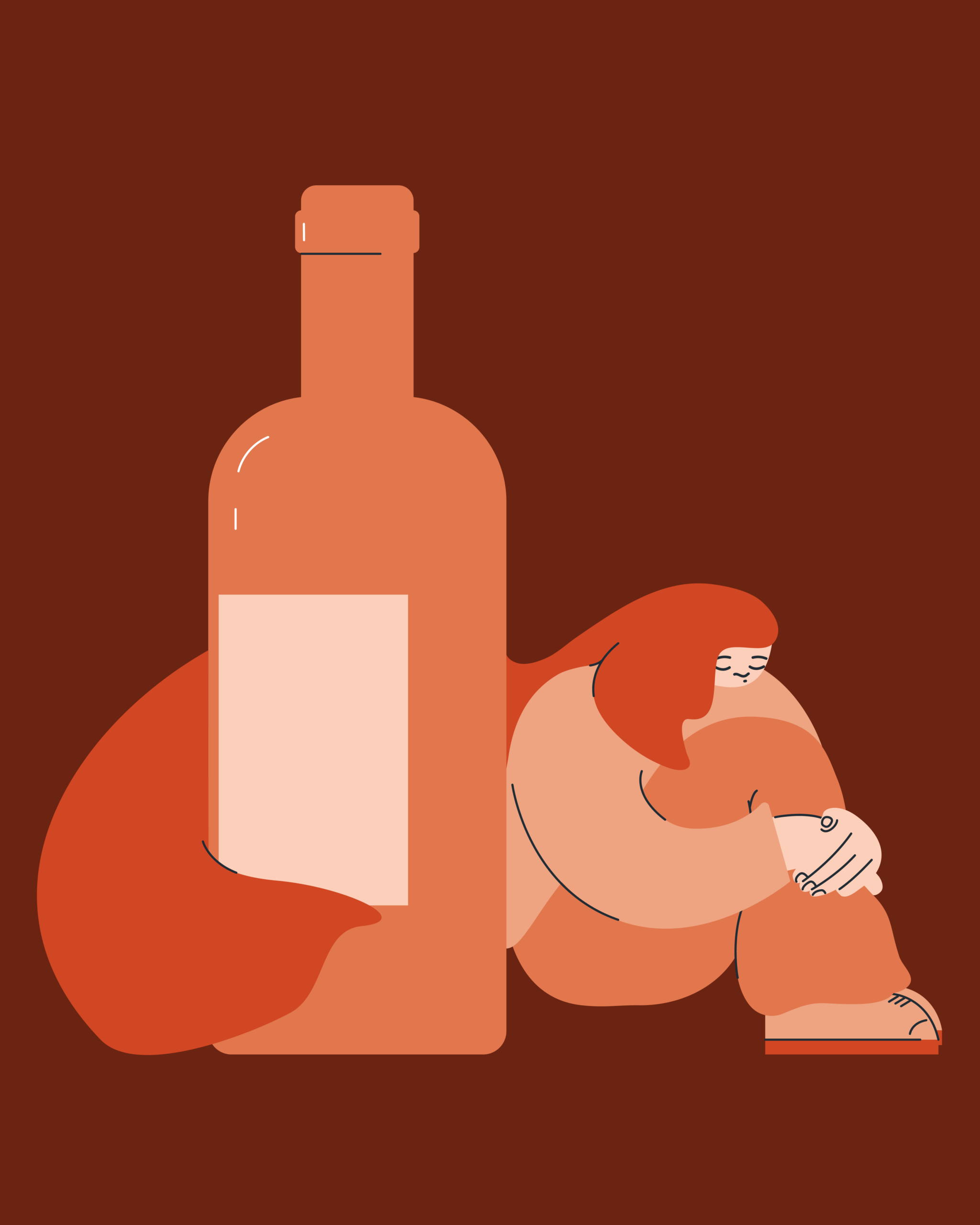Illustration av en person som har alkoholproblem