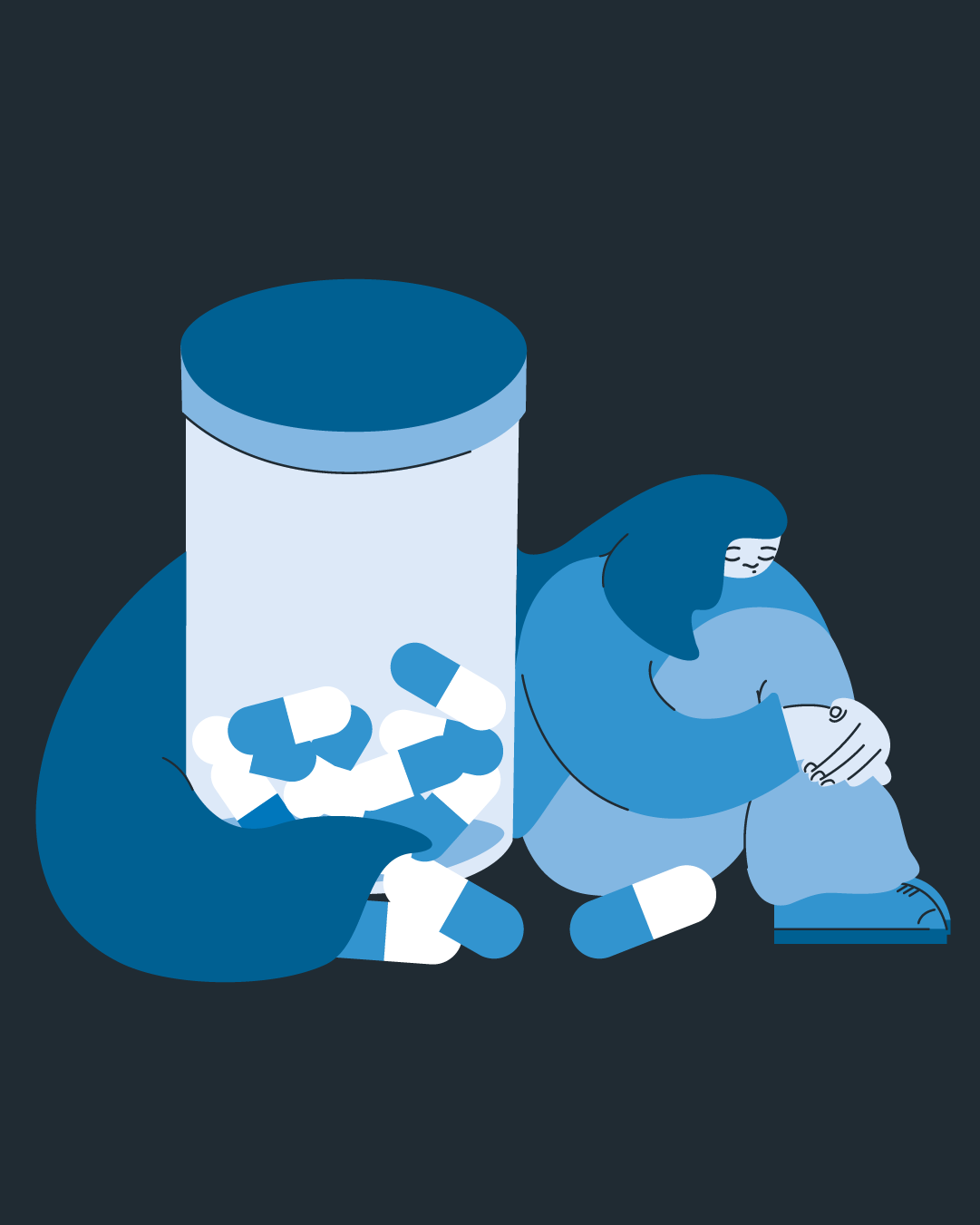 Illustration av en person med drogproblem