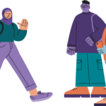 Illustration av ungdomar som hälsar på varandra