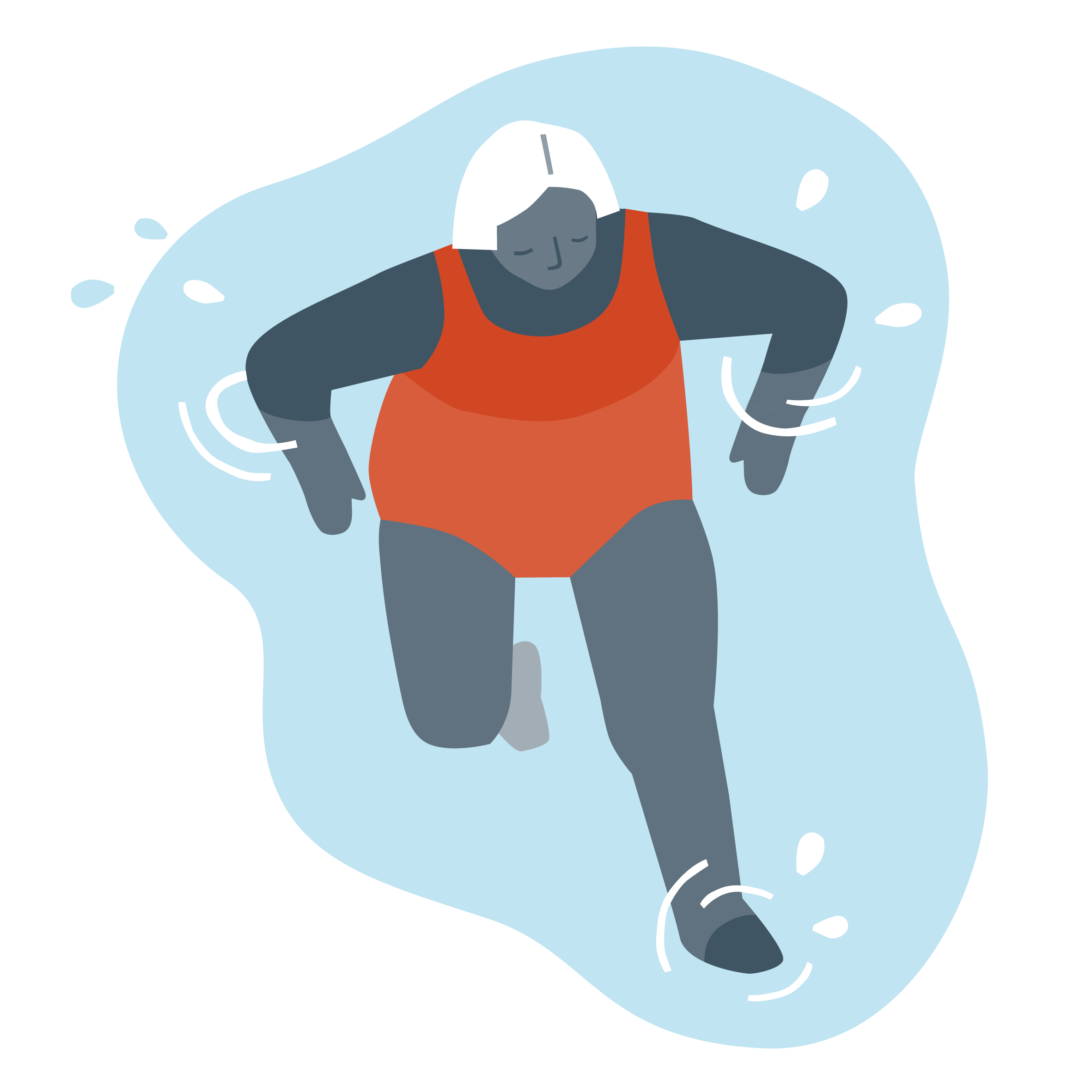 Illustration av en person i baddräkt som badar