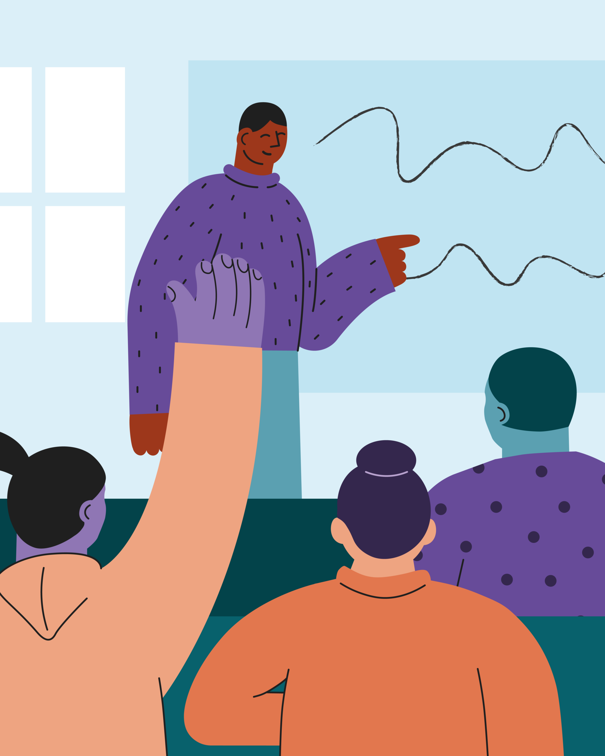 Illustration av en person med ångest i bröstet